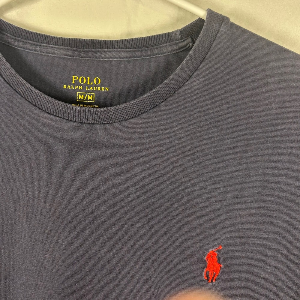 Polo Ralph Lauren T-Shirt Men M Navy Blue Red Pony Logo Crewneck Short Sleeve - Picture 3 of 6
